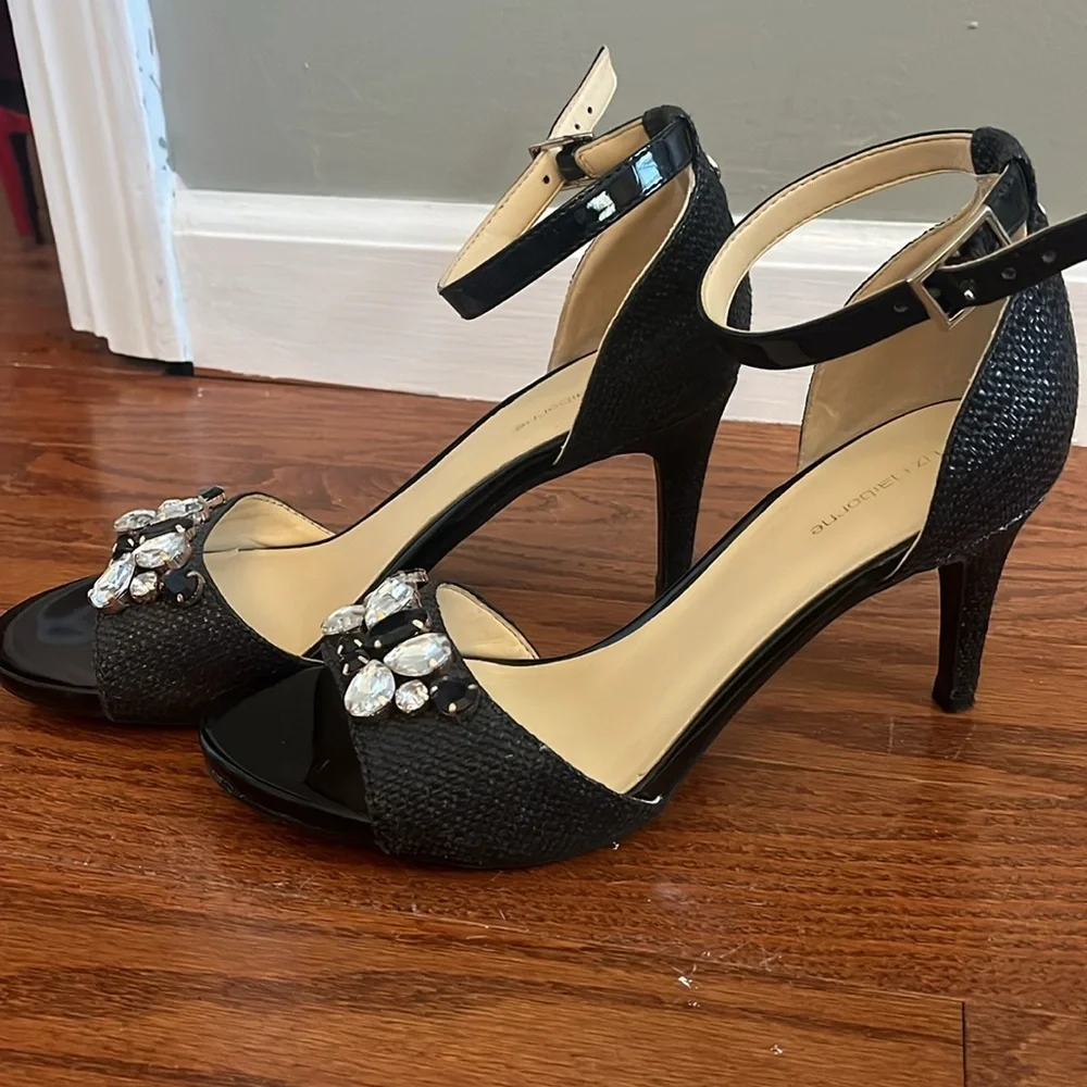 Jeweled black heels